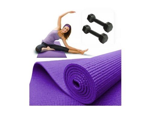 Colchoneta Mat Gimnasia Yoga Pilates + Par de Mancuernas