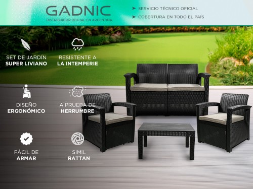 Juego De Living Jardin Exterior Gadnic Komfort 2 Cuerpos