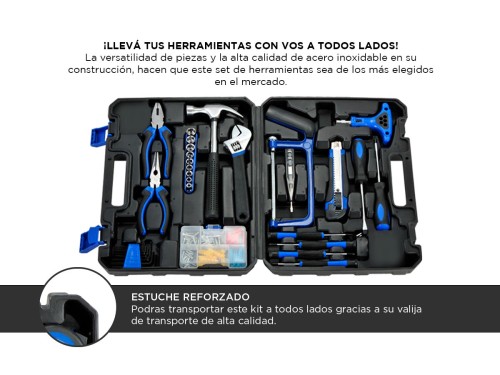 Kit De Herramientas Manuales 113Pzs Set Acero Inoxidable