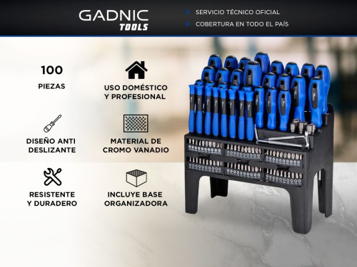 Kit de Herramientas Gadnic 100 Piezas Destornilladores + Base Organiza