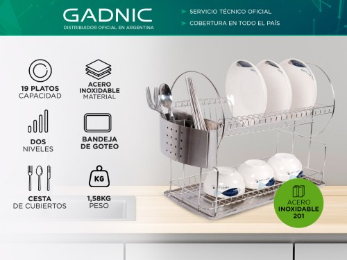 Secador de Platos Gadnic SEC08 Acero Inoxidable Moderno