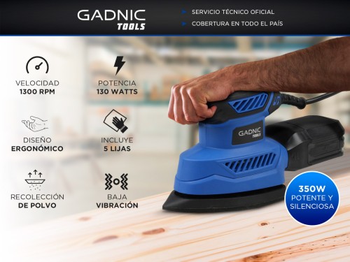 Lijadora Electrica Gadnic + 5 Hojas de Lija 130w 1300 rpm