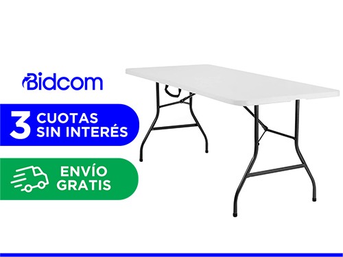 Mesa Plegable Gadnic 1,80mt Aluminio y PVC Liviana Portátil Exterior /