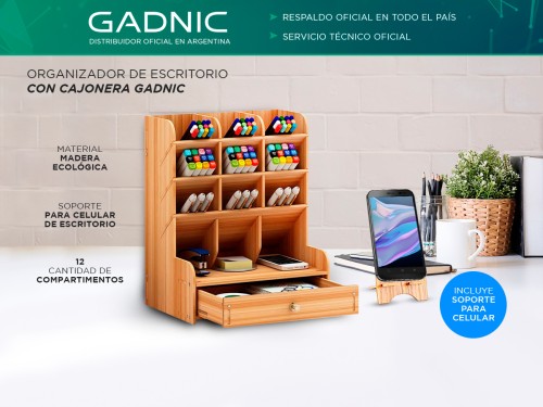 Organizador de Escritorio Con Cajonera Gadnic