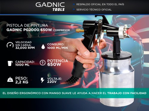 Pistola de Pintura Gadnic PG2000 650w Compresor