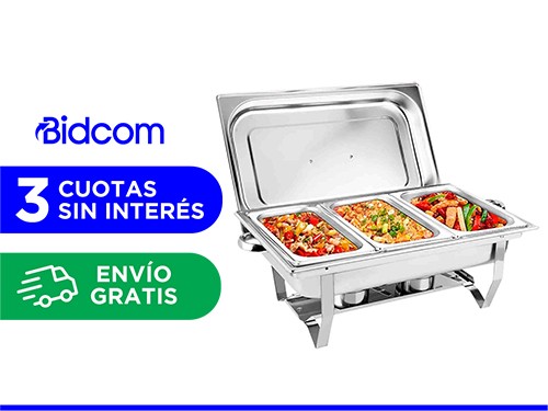 Buffetera Mantenedor Comidas Chafing Cuk by Gadnic 3 Bandejas