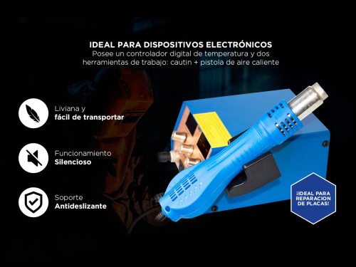 Estación de Soldado Aire Caliente Gadnic Con Cautin de Soldado 750w