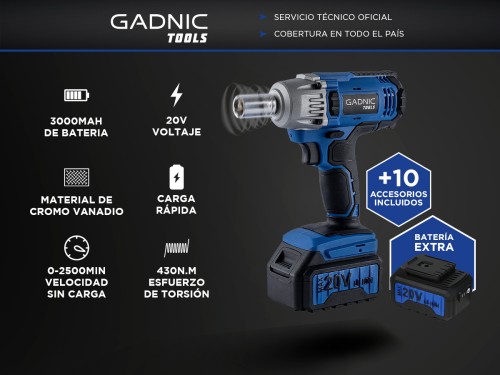 Llave de impacto inalámbrica Gadnic D200 20V