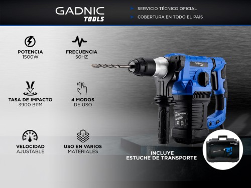 Taladro Multipropósito Gadnic Perforador Eléctrico 1500w 4200 BPM