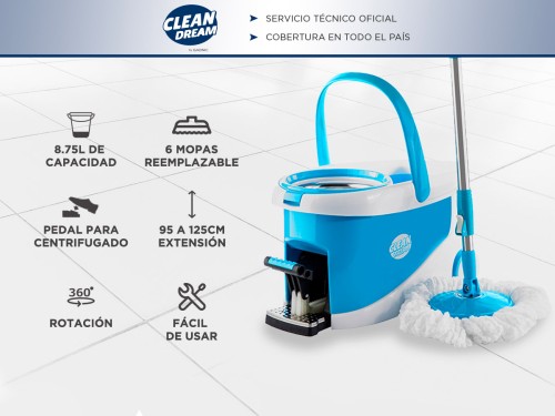 Mopa Gadnic Clean Dream con Balde Escurridor Centrífugo c Pedal Lampaz