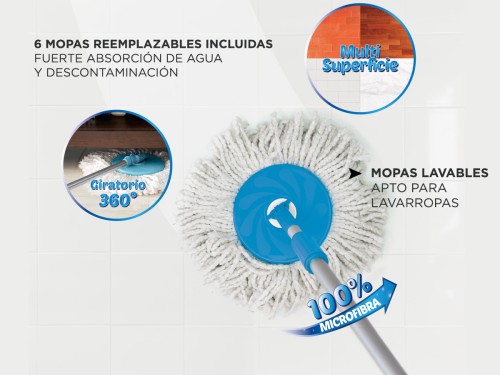 Mopa Gadnic Clean Dream con Balde Escurridor Centrífugo c Pedal Lampaz