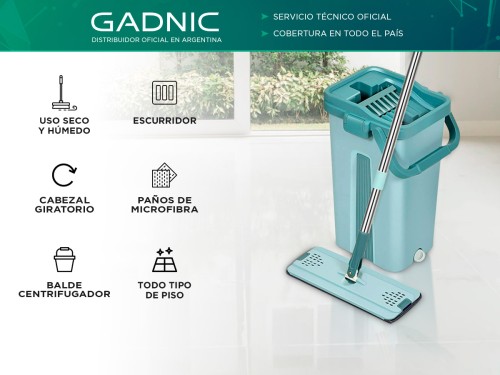 Mopa Gadnic F-MOP Trapeador Plano De Microfibra Con Balde Escurridor I