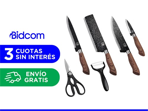 Set Gadnic x4 Cuchillos de Cocina Con Mango Antideslizante + Pelador +