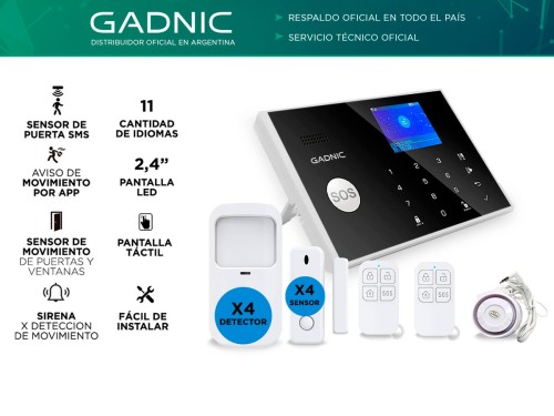 Kit Alarma Para El Hogar Gadnic + 6 Sensores Extras