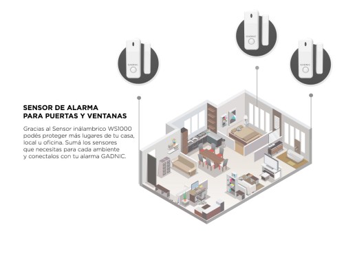 Sensor inalámbrico Gadnic WS1000 de Puertas y Ventanas