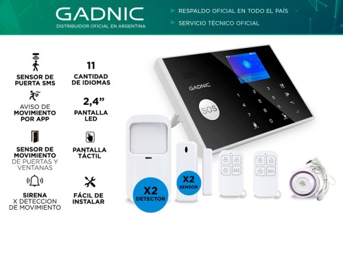 Kit Alarma Domiciliaria Gadnic + 2 Sensores Extras