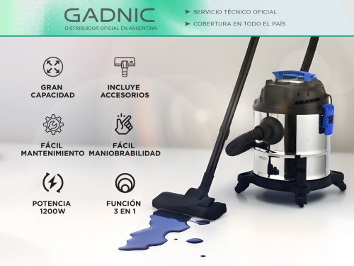 Aspiradora Industrial Profesional Gadnic De Tacho 18L 1200W 3 en 1