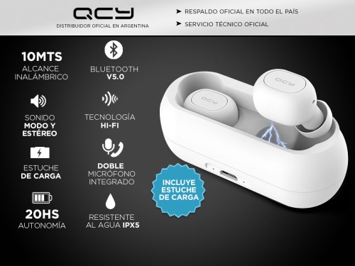 Auriculares Bluetooth QCY T1C Manos Libres Inalámbrico IPX5