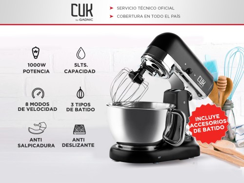 Batidora Planetaria Cuk By Gadnic B3050 1000w Bowl Acero Inoxidable 5l