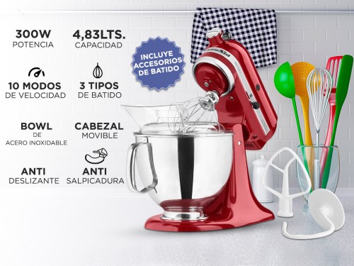 Batidora KitchenAid Artisan KSM150P Planetaria 4,83Lts 10 Velocidades