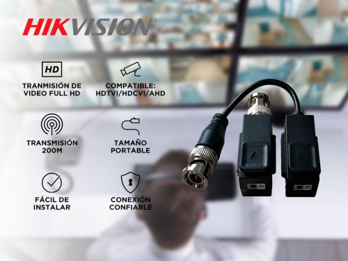 Balun Par Video Hikvision Tranmisor de Video FULL HD CCTV