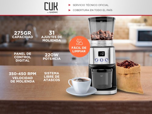 Cafetera Gadnic CME07 Para Café Molido + Molinillo Eléctrico Con Displ