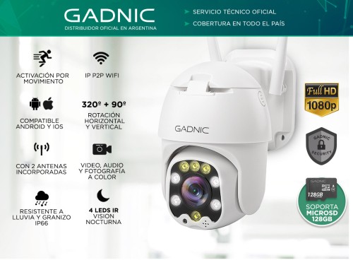 Camara De Seguridad Gadnic DM300W IP WIFI Para Exteriores 1080P Visión