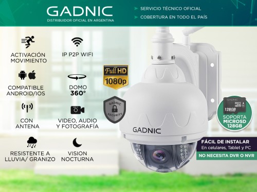 Cámara de Seguridad Gadnic Domo Motorizado IP WiFi Full HD Visión Noct