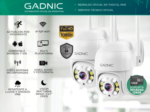 Camaras de Seguridad Wifi IP Gadnic DM200W x2 Full HD Motorizada