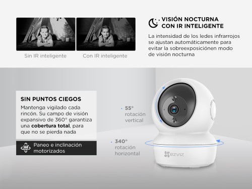 Cámara IP Ezviz WiFi Paneo e Inclinación Inteligente CS-C6N-R101-1G2WF