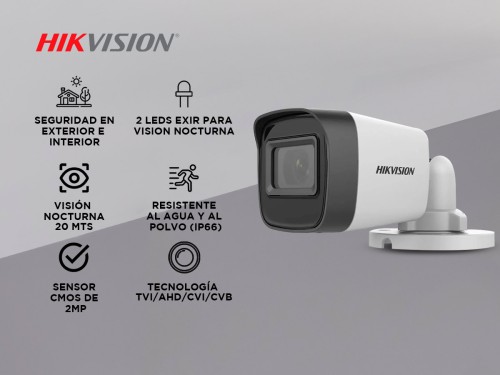 Cámara de seguridad Bullet Hikvision DS-2CE16D0T-EXIF 1080p Interior E