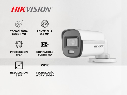 Cámara De Seguridad Hikvision ColorVu DS-2CE10DF0T-FS