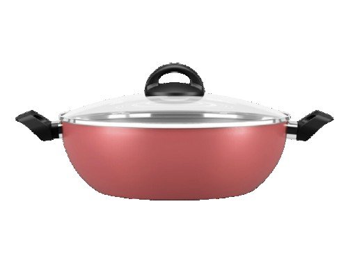 Wok Con Tapa y Manija 28 Cm  Brinox linea Maple 4,1L Color Cereza