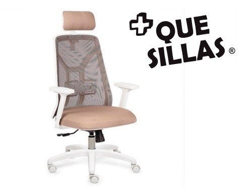 Silla ergonomica escritorio oficina Tokio color Blanco con cabezal