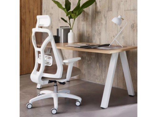 Silla ergonomica escritorio oficina Tokio color Blanco con cabezal