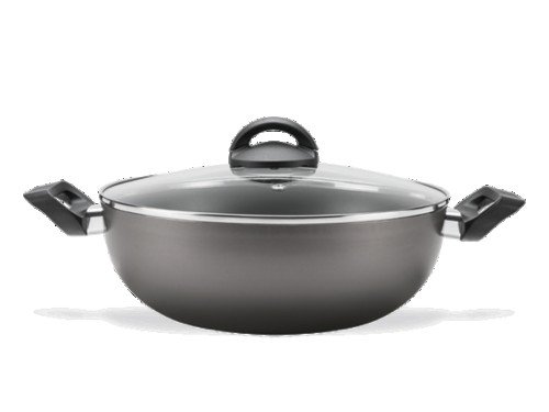 Wok Con Tapa y Manija 28 Cm  Brinox linea Maple 4,1L Color Gris