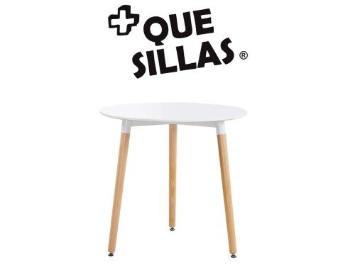 Mesa Redonda De Comedor Madera 90cm Diseño Moderno Eames