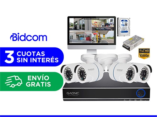 Kit x 4 Camaras de Seguridad Exterior DVR + Fuente Switching 12v a 10a