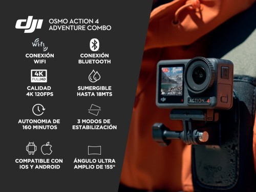 Cámara DJI Osmo Action 4 Adventure Combo 4K Dual Screen