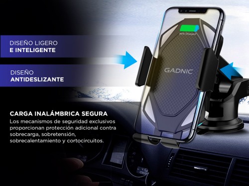 Cargador Soporte Inalambrico Gadnic Auto Celular 15W