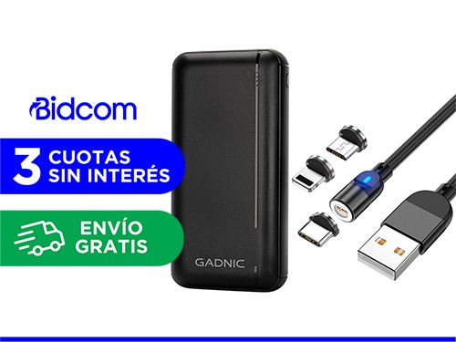 Kit Cargador Portátil y Cable Usb Magnetico Gadnic Carga Rápida