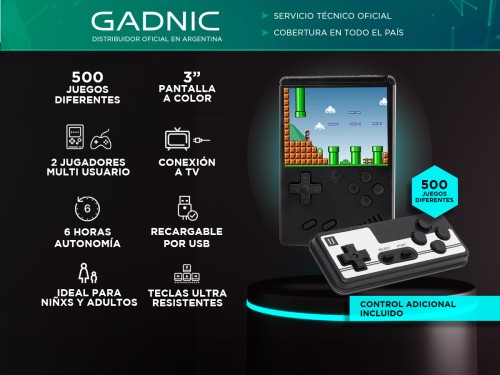 Consola de Juegos Gadnic GM1 Retro 8 Bit 500 Juegos Remoto