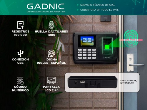 Reloj Controlador de Horario Gadnic C2890 Biometrico Huella Asistencia