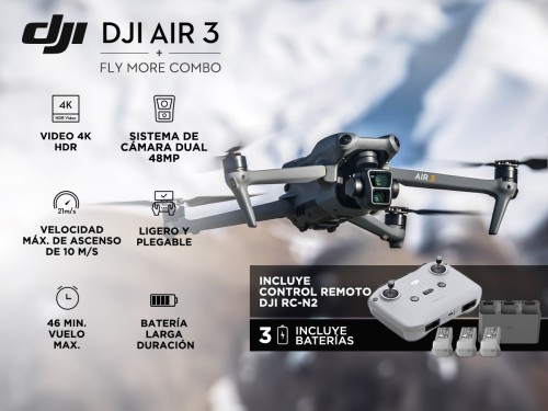 Drone DJI AIR 3 Fly More Combo + Control DJI RC-N2