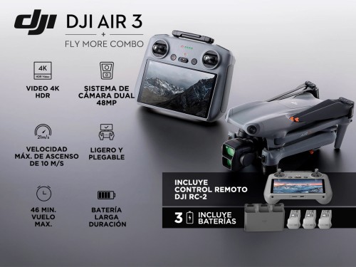 Drone DJI AIR 3 Fly More Combo Control Remoto DJI RC 2