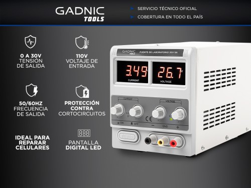 Fuente De Alimentacion Gadnic 305D Potente 30V 5 Amps Laboratorio