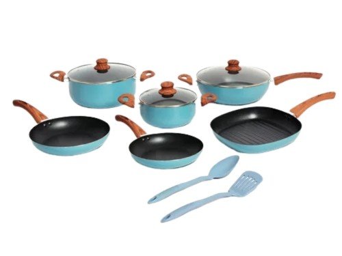 Set Batería Cocina 9 Piezas Antiadherente 2 Utensilios Carol