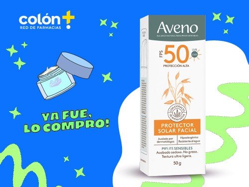 Protector Solar Facial Crema Fluida Pieles Sensibles FPS50 50ml AVENO