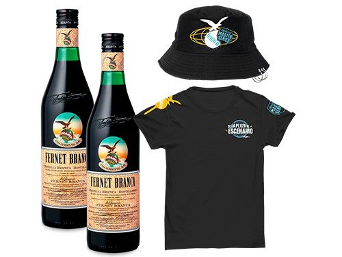 2 Botellas Fernet Branca 750cc + 1 remera FMS + 1 Piluso FMS