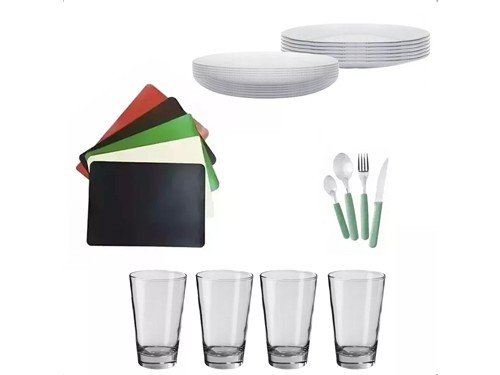 Set Vajilla Completa 32 Piezas 4 Personas Vaso De Vidrio